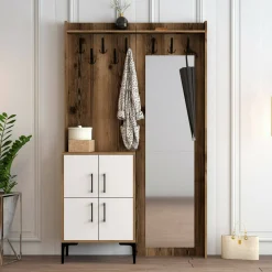 Mobile per ingresso 2 ante noce e bianco 120x200h cm - Isidore