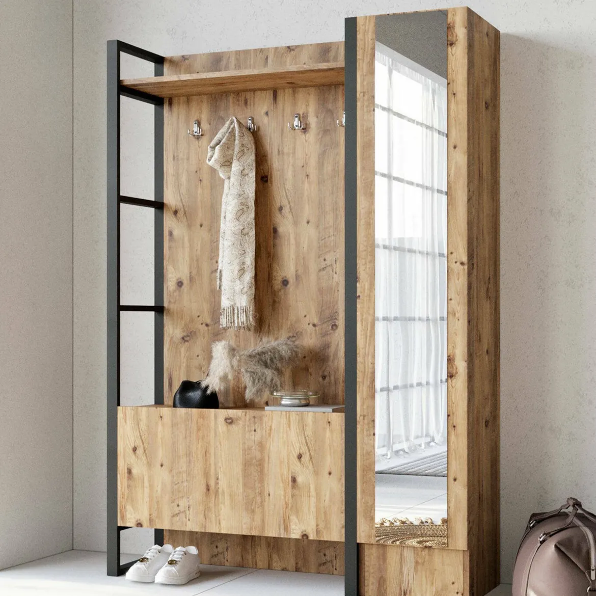 Mobile per ingresso 2 ante quercia 125x180h cm - Damasco