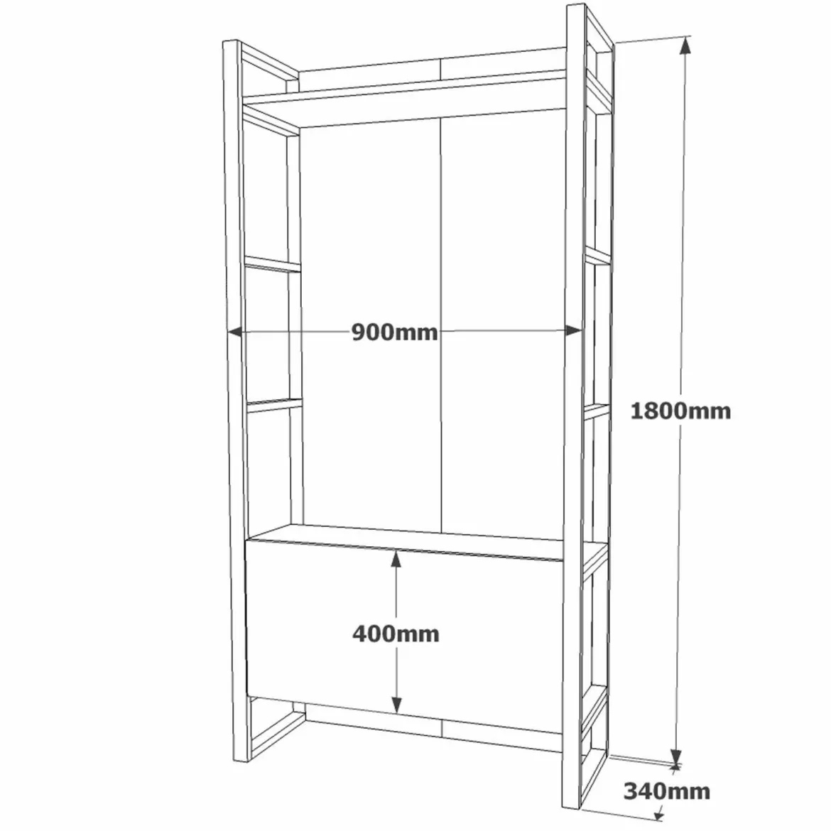 Mobile per ingresso 2 ante quercia 125x180h cm - Damasco