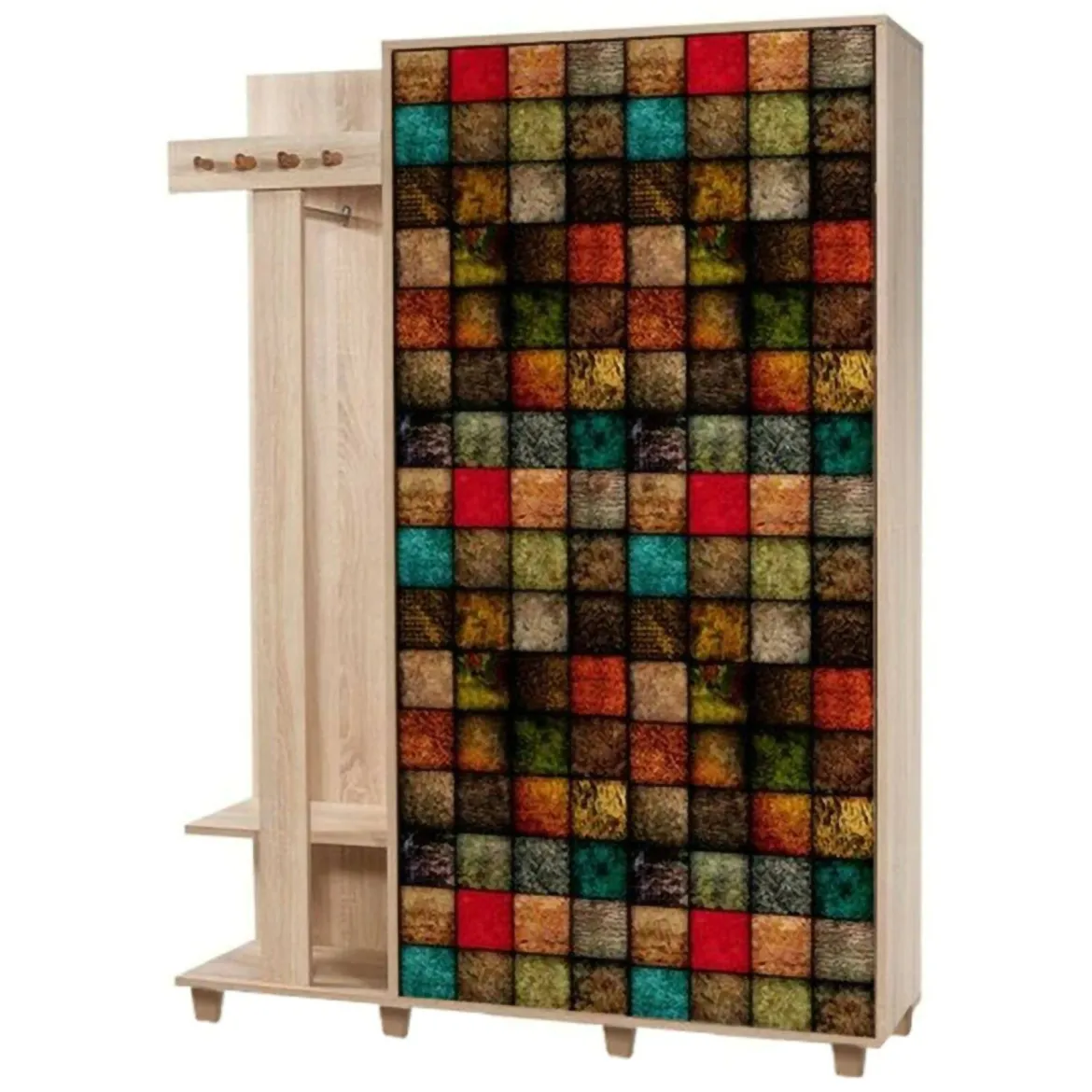 Mobile per ingresso 2 ante quercia e multicolore 135x194h cm - Liana