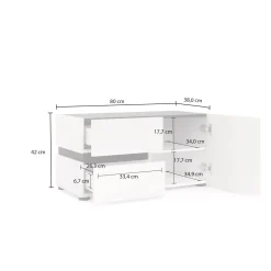 Mobile per ingresso con 2 cassetti bianco lucido e antracite 80x42h cm - Seul