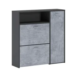 Mobile per ingresso da parete 3 ante antracite e cemento 91x94h cm - Dafenagya