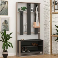 Mobile per ingresso da parete beige e antracite 90x180h cm - Toraji