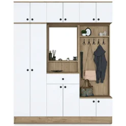Mobile per ingresso e cassetto noce e bianco 179x226h cm - Adonis