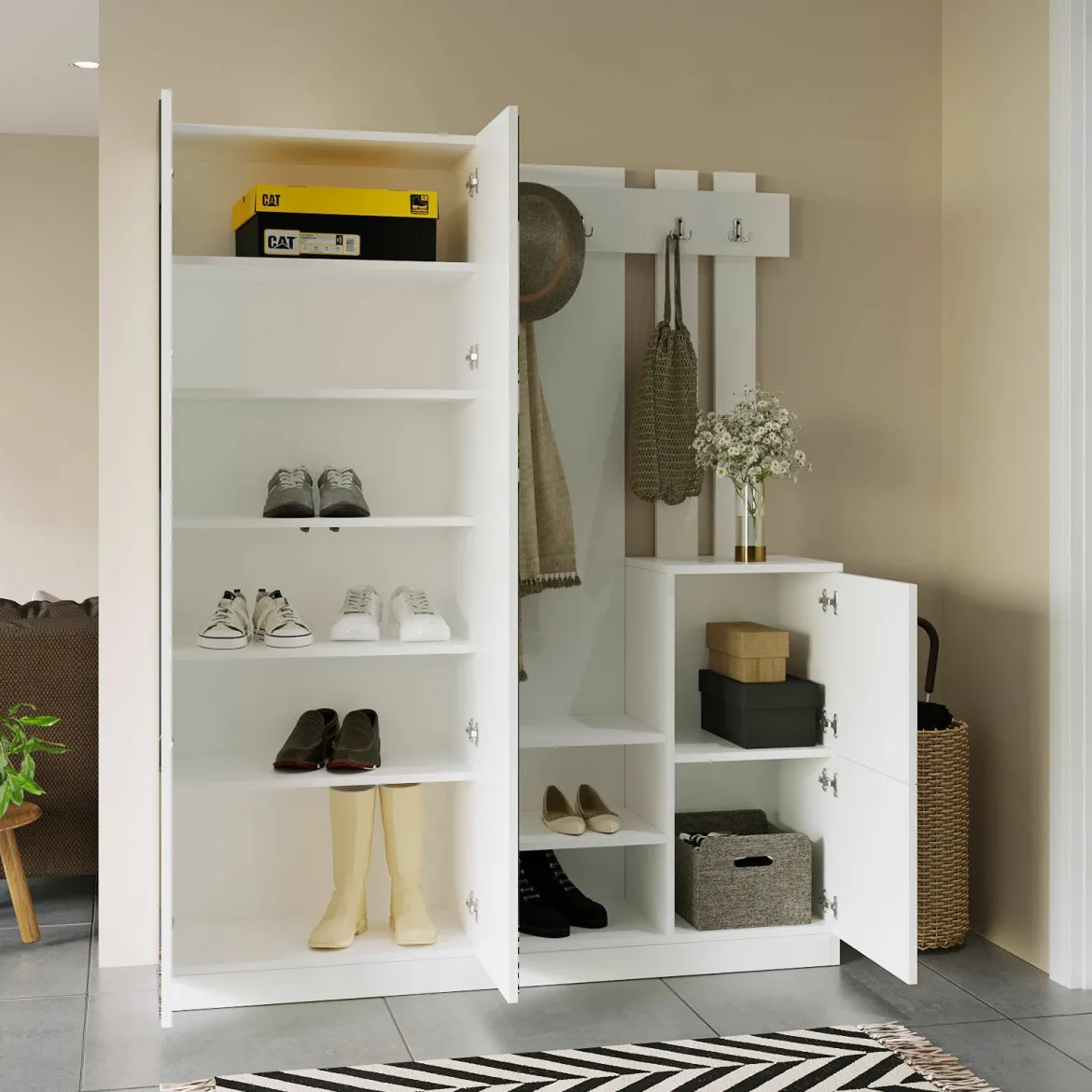 Mobile per ingresso grande 3 ante bianco 147x179h cm - Hene