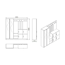 Mobile per ingresso grande 4 ante quercia e antracite 187x180h cm - Artin