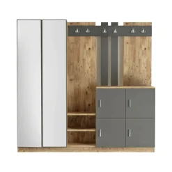 Mobile per ingresso grande 4 ante quercia e antracite 187x180h cm - Artin