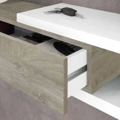 Mobile per ingresso piccolo sospeso bianco e rovere 95x19h cm - Arty