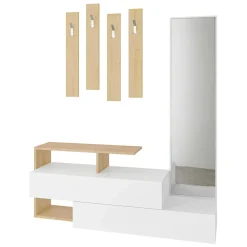 Mobile per ingresso sospeso 2 ante bianco e rovere 137x54h cm - Ascari