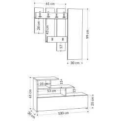 Mobile per ingresso sospeso bianco 30x99h cm - Gert