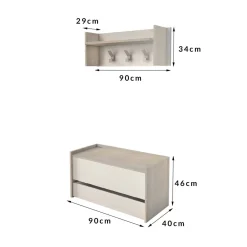 Mobile per ingresso sospeso con scarpiera beige e grigio 100x190h cm - Garolfo