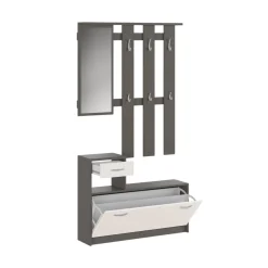 Mobile per ingresso sospeso con scarpiera beige e grigio 100x190h cm - Garolfo