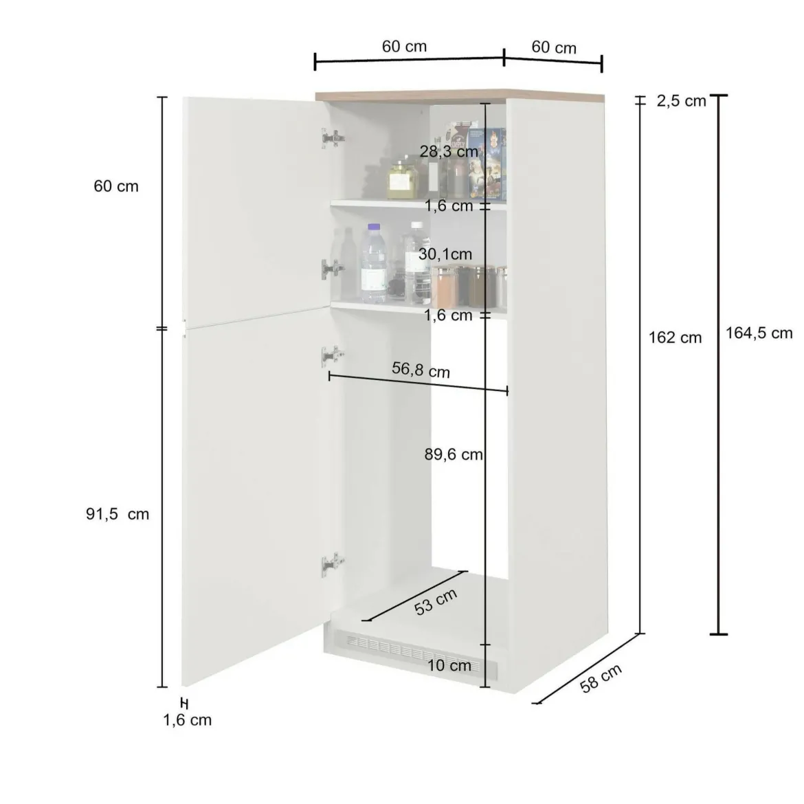 Mobile portafrigo 2 ante 60x165h cm antracite e rovere - Mesarthim