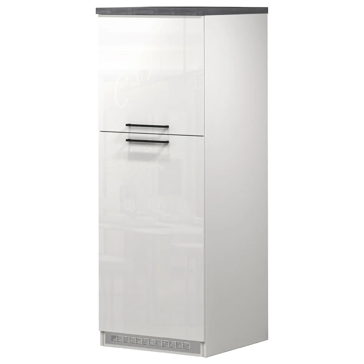 Mobile portafrigo 2 ante 60x165h cm bianco lucido e ardesia - Mesarthim