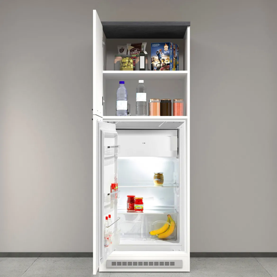 Mobile portafrigo 2 ante 60x165h cm bianco lucido e ardesia - Mesarthim