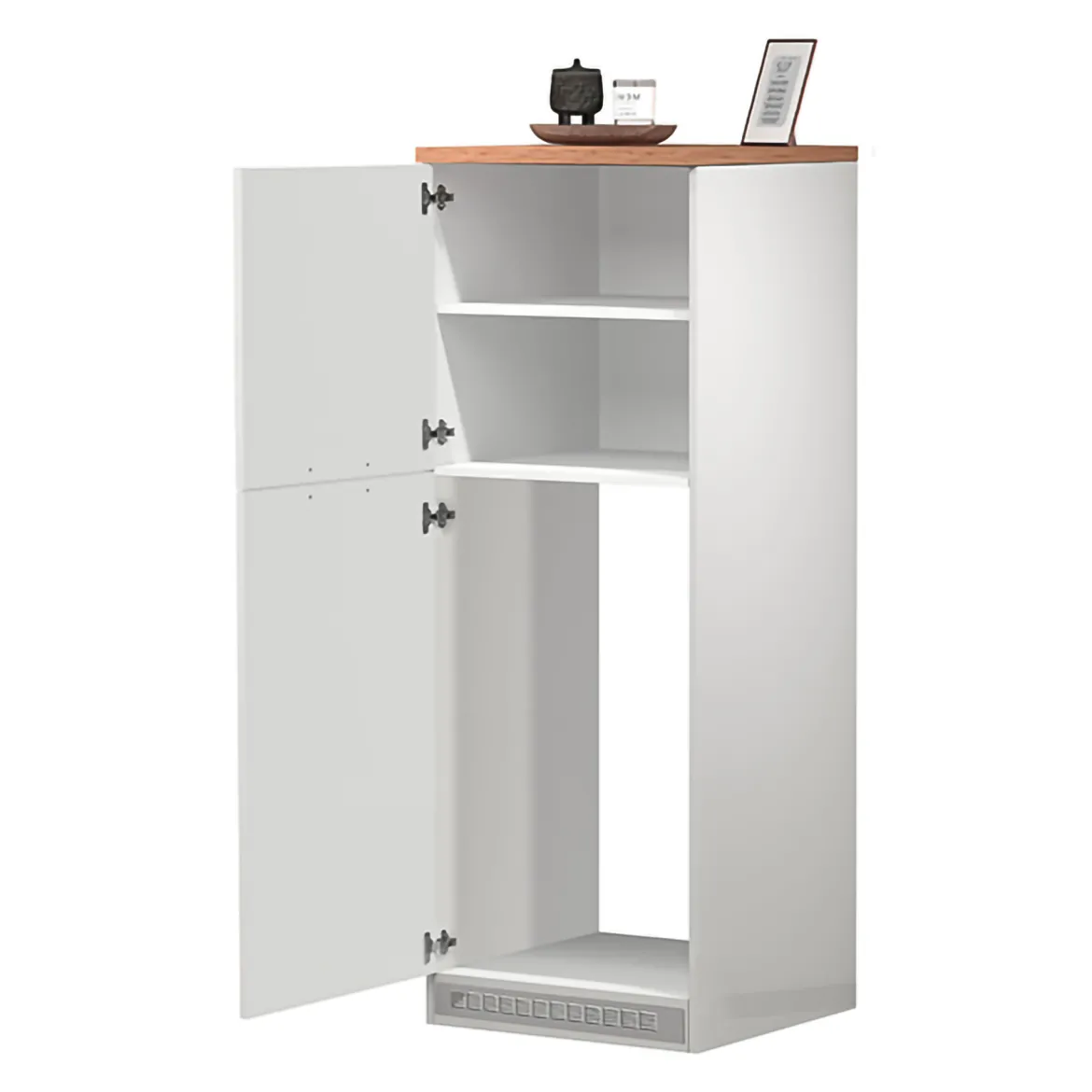 Mobile portafrigo 2 ante 60x165h cm bianco lucido e rovere - Mesarthim