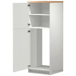 Mobile portafrigo 2 ante 60x165h cm bianco lucido e rovere - Mesarthim