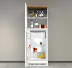 Mobile portafrigo 2 ante 60x165h cm bianco lucido e rovere - Mesarthim