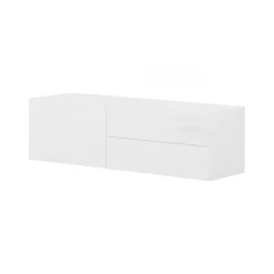 Mobile porta TV Amleto, cm 110x40h35, Bianco lucido
