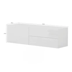 Mobile porta TV Amleto, cm 110x40h35, Bianco lucido