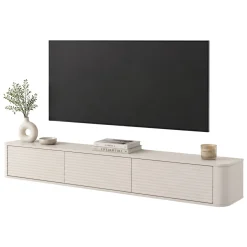 Mobile Porta tv Beige Cashmere 3 Cassetti un Ripiano 200x34x28h cm, 3 Vani - Kahate