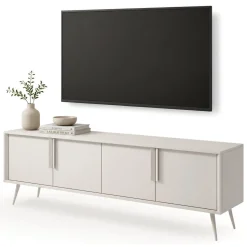 Mobile Porta tv Beige Cashmere un Ripiano 4 Ante 187x40x83h cm, con Piedini - Kalorile