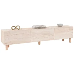 Mobile Porta tv Beige Marmo Antracite 3 Ante 3 Vani 180x31x42h cm, Apertura a Ribalta - Baluffi