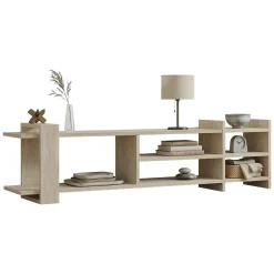 Mobile Porta tv Beige Marmo Beige Marmo 2 Ripiani 5 Vani 156x30x40h cm, Peso Supportato 40 kg - Zubiena