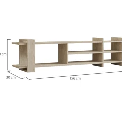 Mobile Porta tv Beige Marmo Beige Marmo 2 Ripiani 5 Vani 156x30x40h cm, Peso Supportato 40 kg - Zubiena