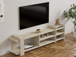 Mobile Porta tv Beige Marmo Beige Marmo 2 Ripiani 5 Vani 156x30x40h cm, Peso Supportato 40 kg - Zubiena