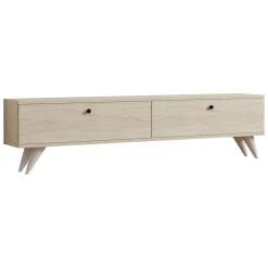 Mobile Porta tv Beige Marmo 2 Vani 2 Ante 160x25x40h cm, Apertura a Ribalta - Atestino