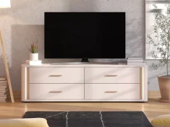 Mobile Porta tv Beige Marrone 4 Cassetti un Ripiano 176.5x40x52h cm, Apertura Scorrevole - Terenzo
