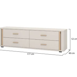 Mobile Porta tv Beige Marrone 4 Cassetti un Ripiano 176.5x40x52h cm, Apertura Scorrevole - Terenzo
