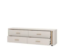 Mobile Porta tv Beige Marrone 4 Cassetti un Ripiano 176.5x40x52h cm, Apertura Scorrevole - Terenzo