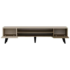 Mobile Porta tv Beige Marrone Noce un Ripiano 4 Vani 180x37x45h cm, 2 Ante - Lei