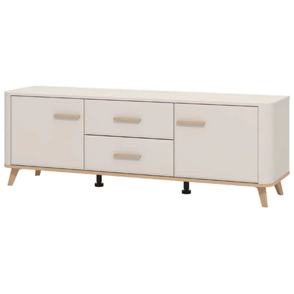 Mobile Porta tv Beige Marrone Rovere 2 Cassetti un Ripiano 154x41.5x50.5h cm, 2 Ante - Paduli