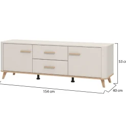 Mobile Porta tv Beige Marrone Rovere 2 Cassetti un Ripiano 154x41.5x50.5h cm, 2 Ante - Paduli