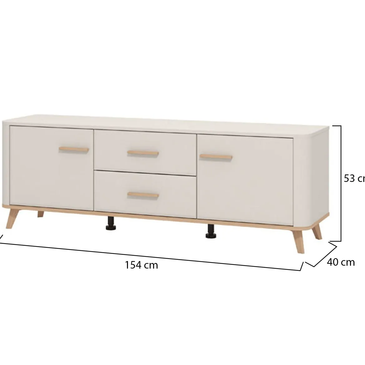 Mobile Porta tv Beige Marrone Rovere 2 Cassetti un Ripiano 154x41.5x50.5h cm, 2 Ante - Paduli