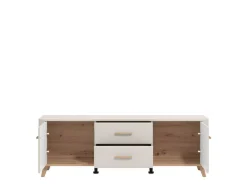 Mobile Porta tv Beige Marrone Rovere 2 Cassetti un Ripiano 154x41.5x50.5h cm, 2 Ante - Paduli
