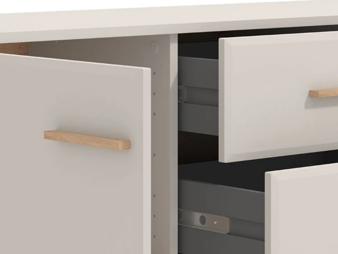 Mobile Porta tv Beige Marrone Rovere 2 Cassetti un Ripiano 154x41.5x50.5h cm, 2 Ante - Paduli