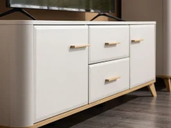 Mobile Porta tv Beige Marrone Rovere 2 Cassetti un Ripiano 154x41.5x50.5h cm, 2 Ante - Paduli