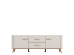 Mobile Porta tv Beige Marrone Rovere 2 Cassetti un Ripiano 154x41.5x50.5h cm, 2 Ante - Paduli