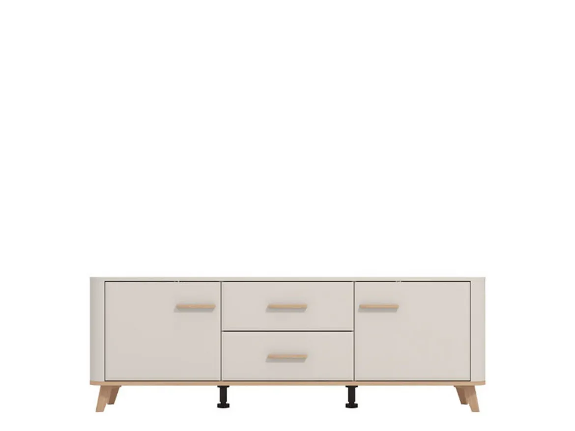 Mobile Porta tv Beige Marrone Rovere 2 Cassetti un Ripiano 154x41.5x50.5h cm, 2 Ante - Paduli