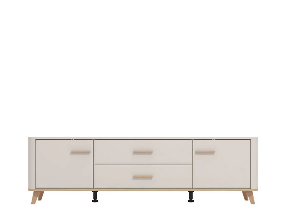 Mobile Porta tv Beige Marrone Rovere 2 Cassetti un Ripiano 179.5x40x52.5h cm, 2 Ante - Gosaldo