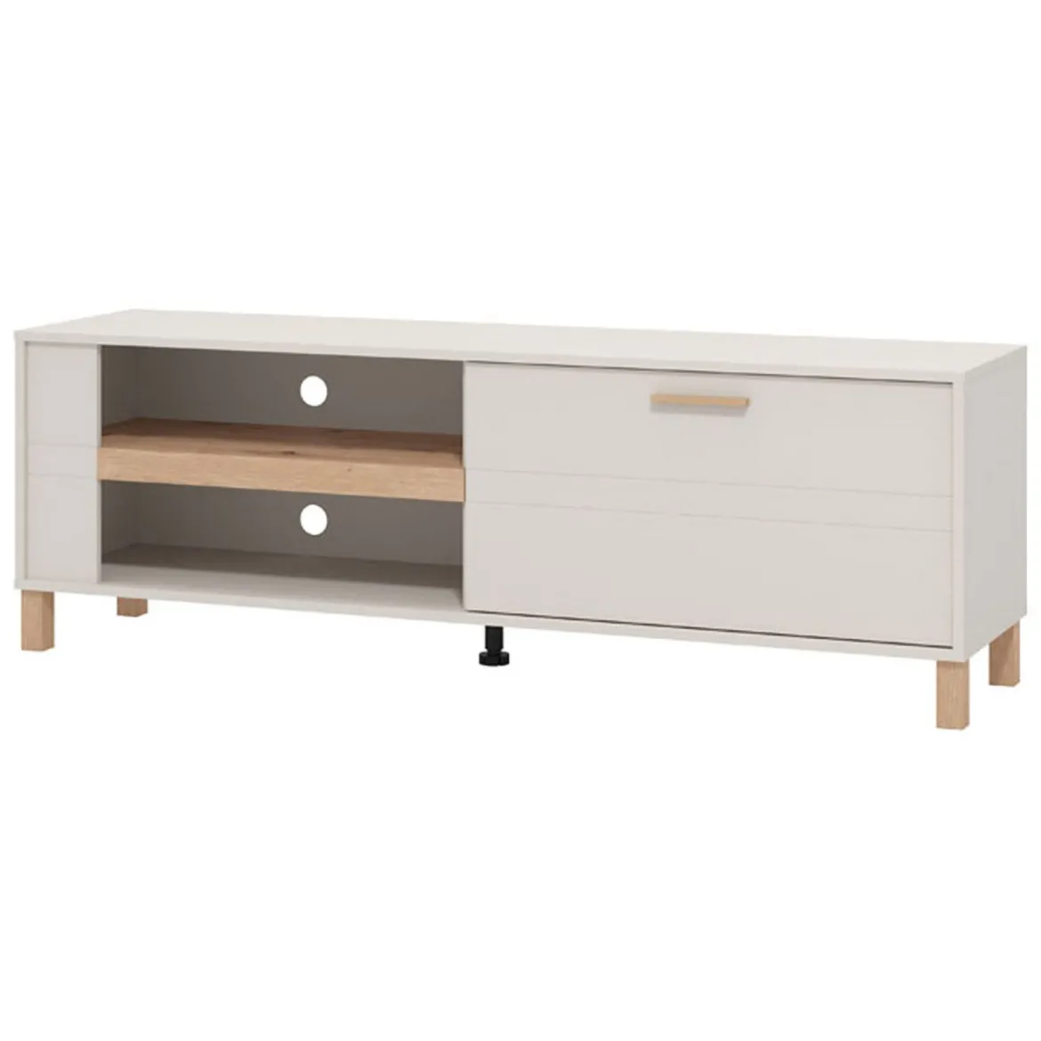 Mobile Porta tv Beige Marrone Rovere Modulabile un Ripiano 200x30x31h cm, 2 Ante - Sindia