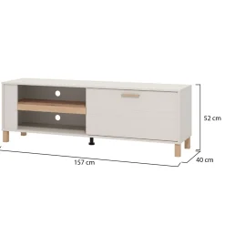 Mobile Porta tv Beige Marrone Rovere Modulabile un Ripiano 200x30x31h cm, 2 Ante - Sindia