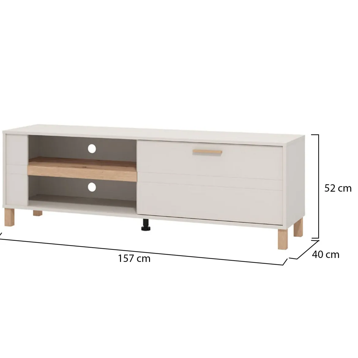 Mobile Porta tv Beige Marrone Rovere Modulabile un Ripiano 200x30x31h cm, 2 Ante - Sindia