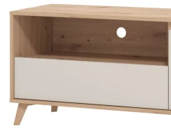 Mobile Porta tv Beige Marrone Rovere Nodi un Cassetto 2 Ripiani 157x40x52.5h cm, 2 Ante - Scala