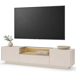 Mobile Porta tv Beige Marrone Rovere un Ripiano 2 Ante 154x41.5x32h cm, 2 Vani - Carcare