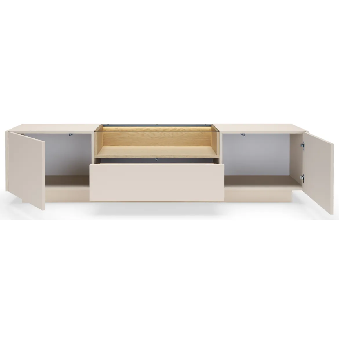 Mobile Porta tv Beige Marrone Rovere un Ripiano 2 Ante 154x41.5x32h cm, 2 Vani - Carcare